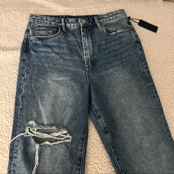Blank NYC High Rise Straight Leg Ripped Denim Jeans - Picture 3 of 7